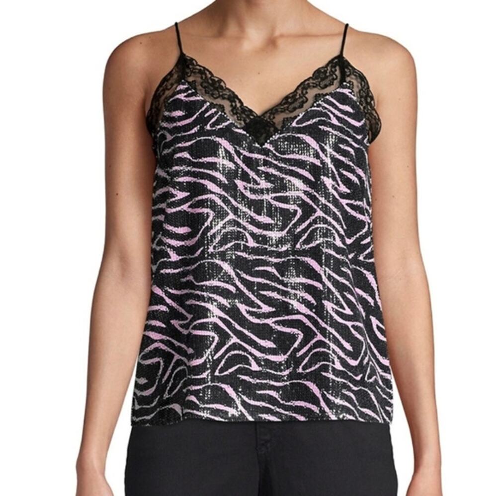 Olivia Rubin Flora Cami Pink Zebra Sequined Cami Top Size 0 NWT